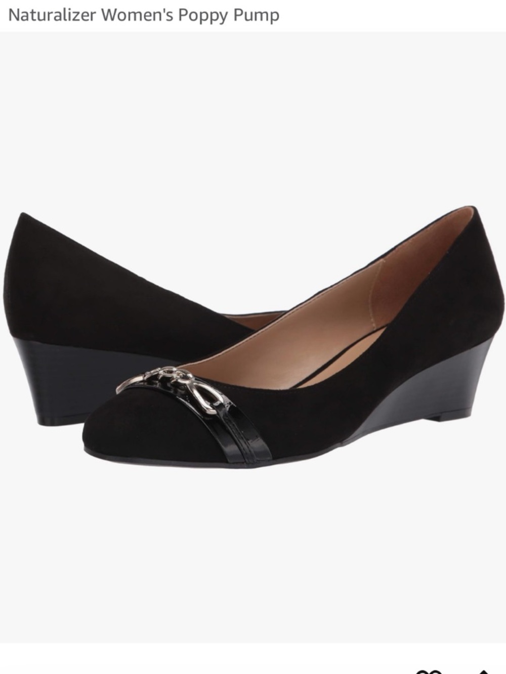 Naturalizer Womens ‘Poppy’ almond toe pump w/ silver chain link NEW size 10 Wide